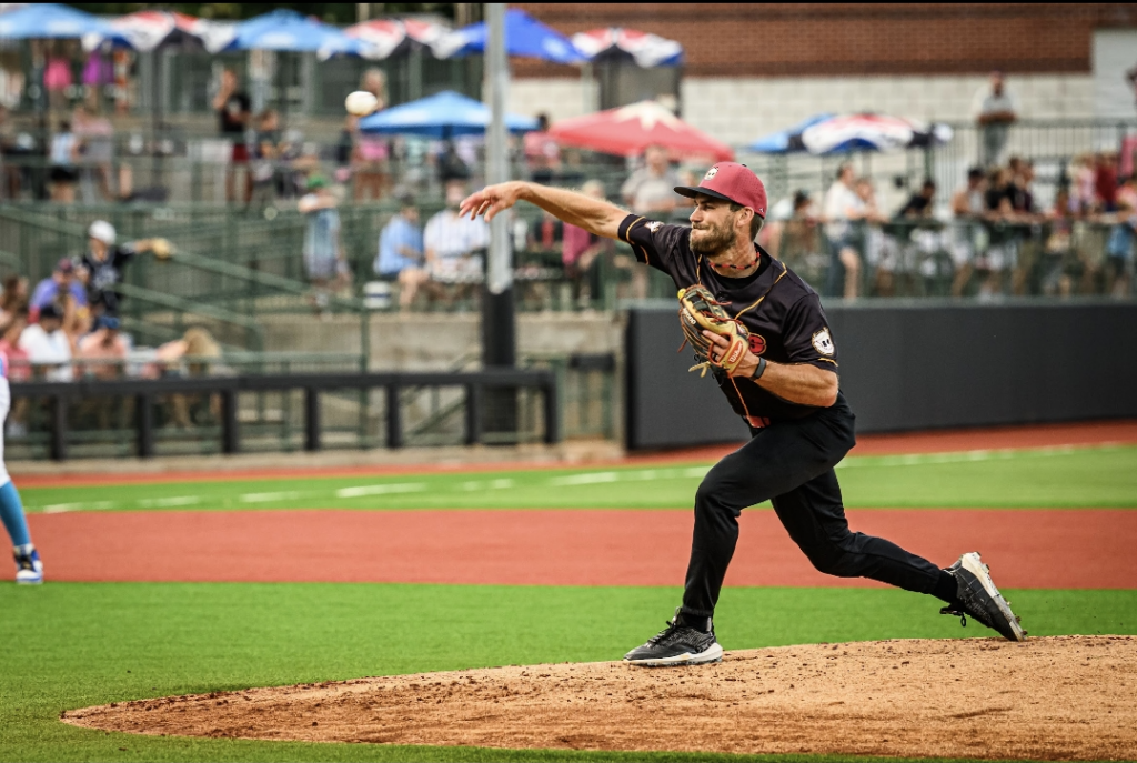Kiernicki, mid-throw at a Boom Ball game